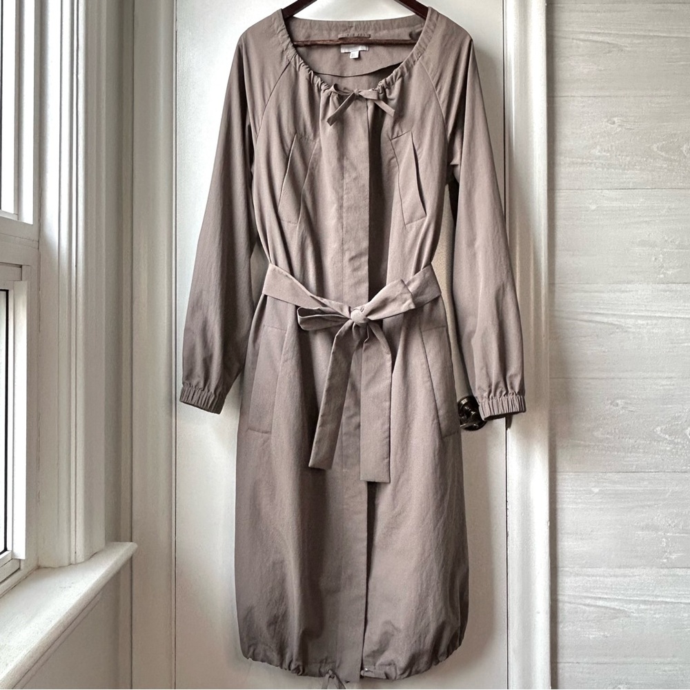 COS Cinched Neck Nylon Coat Taupe